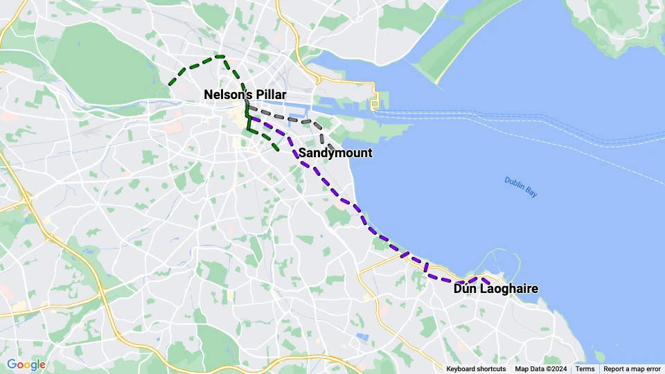 Dublin United Tramways Company route map