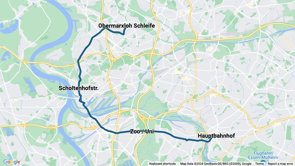 Duisburg regional line 901 route map