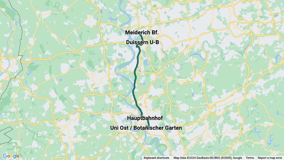 Duisburg regional line U79 route map