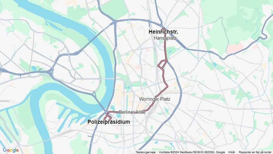 Düsseldorf extra line 708 route map