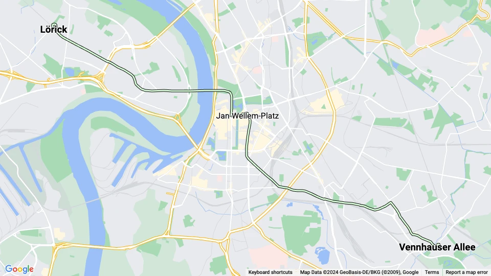 Düsseldorf tram line 710: Vennhauser Allee - Lörick route map