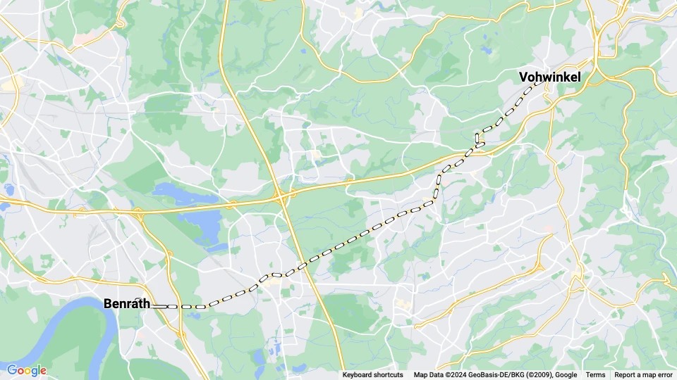 Düsseldorf tram line V: Benrath - Vohwinkel route map