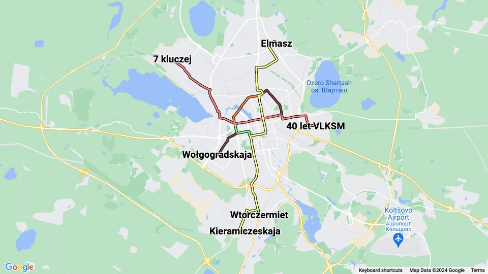 Ekaterinburg Municipal Unitary Enterprise Tram-Trolleybus Management (EMUP TTU) route map