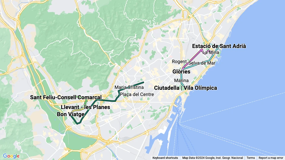 El Tram route map
