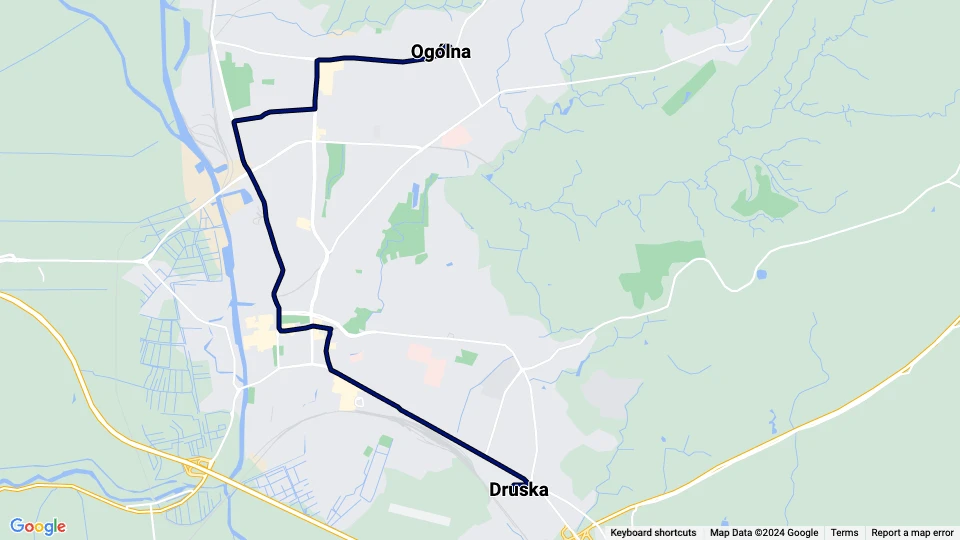 Elbląg extra line 1: Druska - Ogólna route map