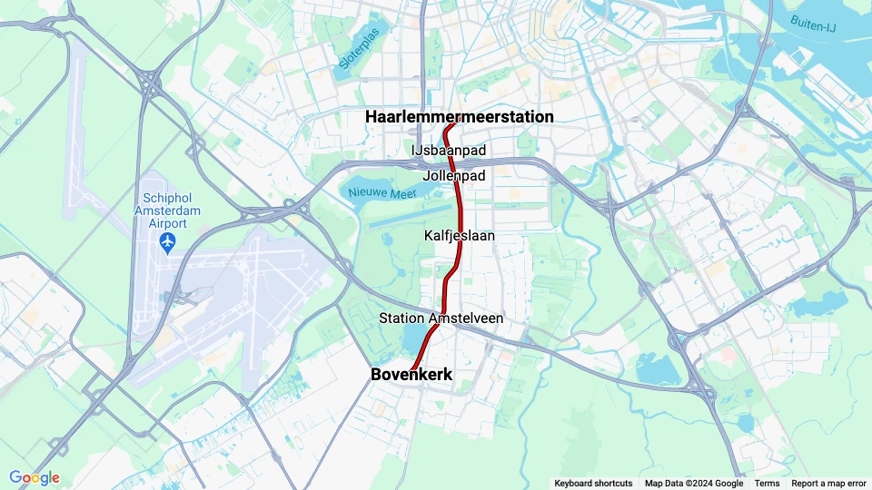 Electric Tram Museum Amsterdam (EMA) route map