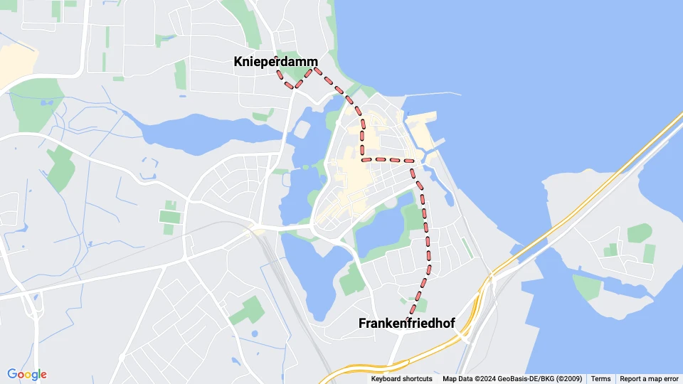 Elektrizitätswerk und Straßenbahn Stralsund route map
