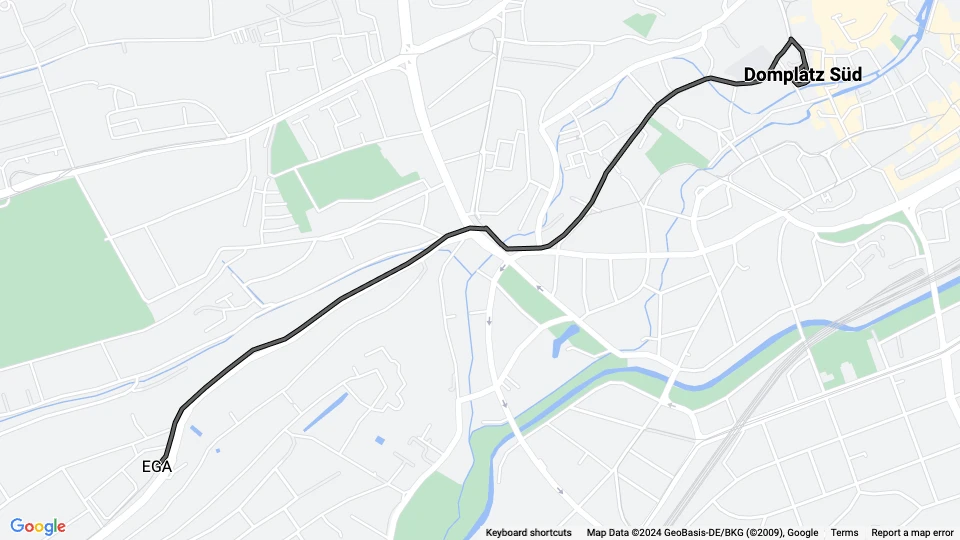 Erfurt special event line 21: Domplatz Süd - EGA route map