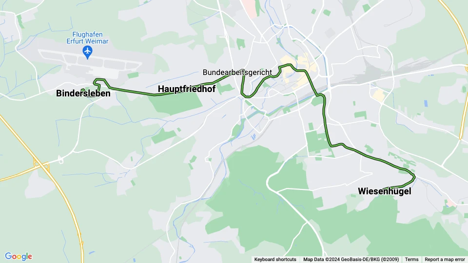 Erfurt tram line 4 route map