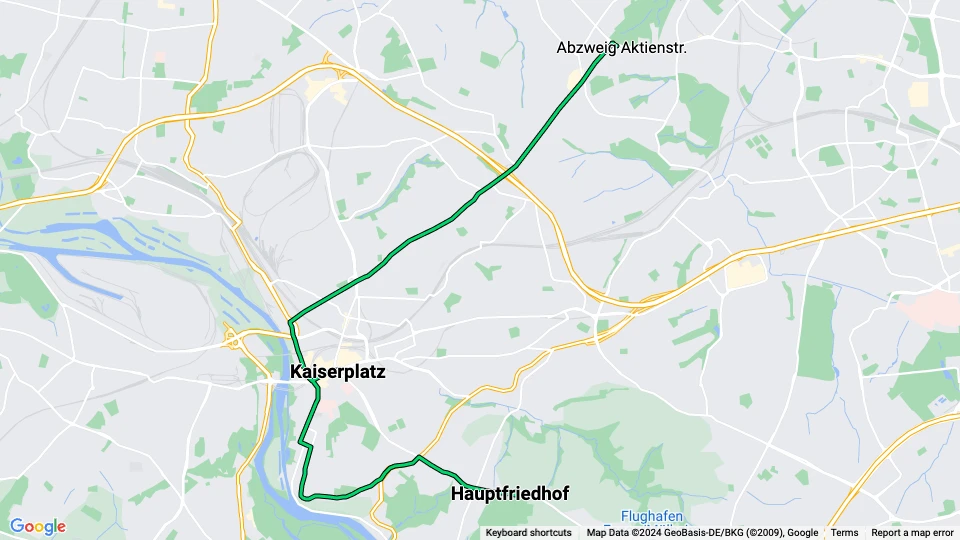 Essen tram line 104 route map