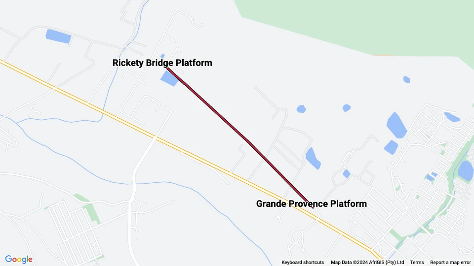 Franschhoek Red Line: Rickety Bridge Platform - Grande Provence Platform route map