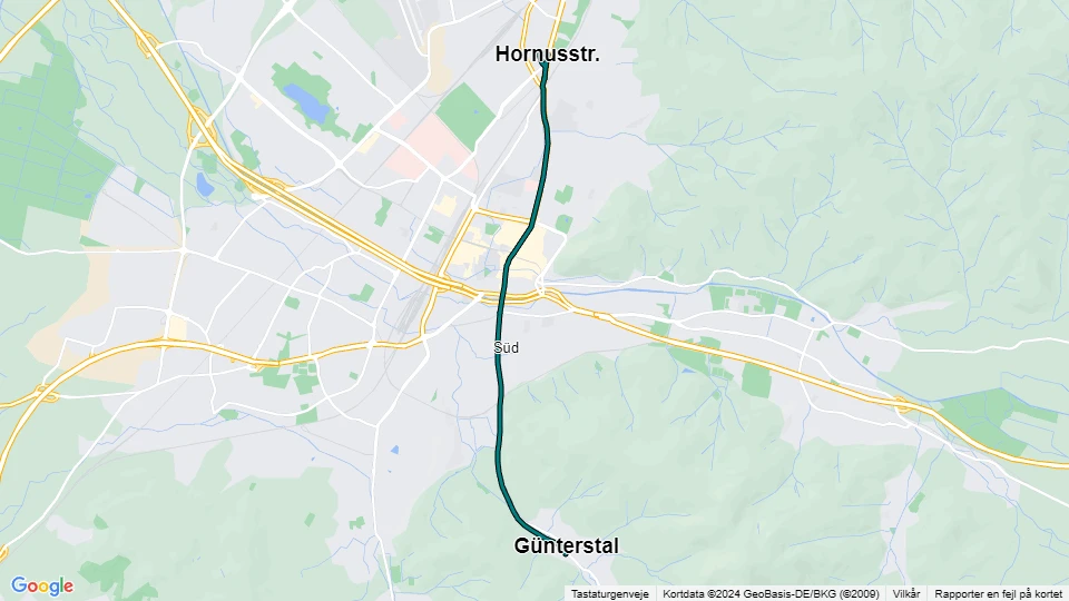 Freunde der Freiburger Straßenbahn (FdFS) route map