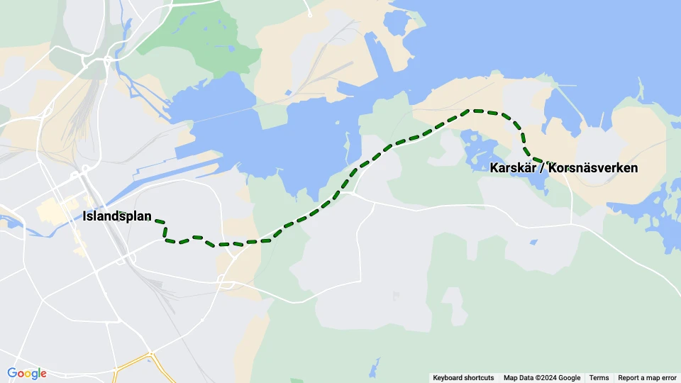 Gävle Bomhus line: Islandsplan - Karskär / Korsnäsverken route map
