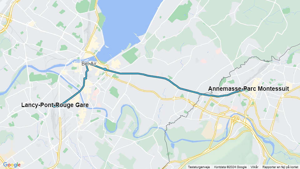 Geneva tram line 17: Lancy-Pont-Rouge Gare - Annemasse-Parc Montessuit route map