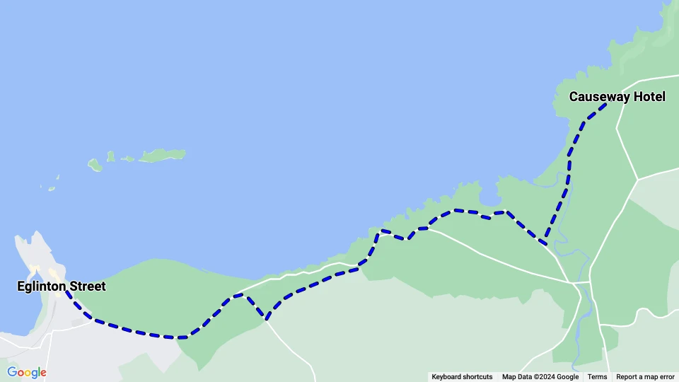 Giant's Causeway Portrush & Bush Valley Tramway route map