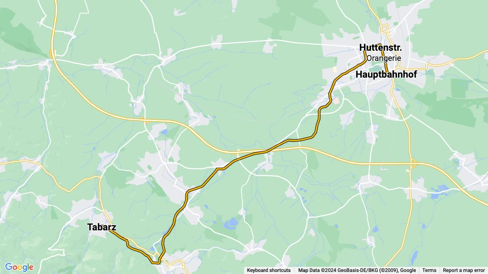 Gotha regional line 4 Thüringerwaldbahn: Hauptbahnhof - Tabarz route map