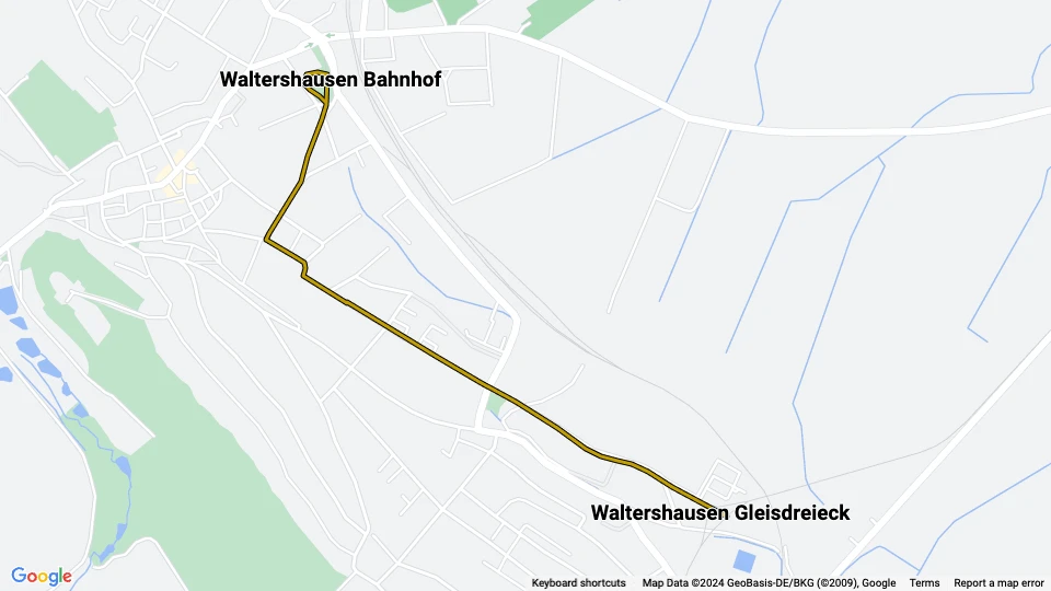 Gotha regional line 6: Waltershausen Gleisdreieck - Waltershausen Bahnhof route map