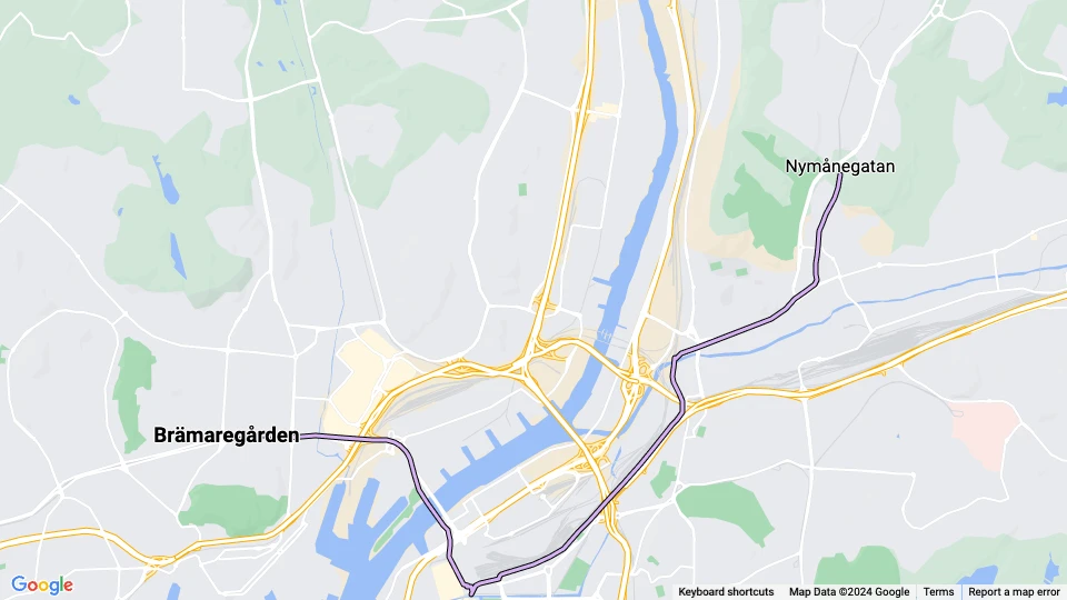 Gothenburg extra line 14: Brämaregården - Nymånegatan route map