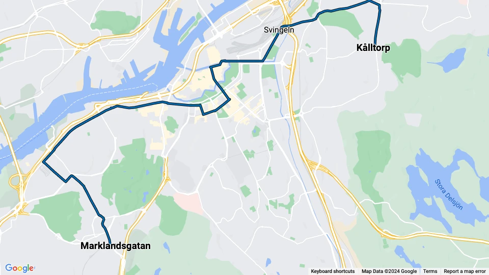 Gothenburg tram line 3: Marklandsgatan - Kålltorp route map