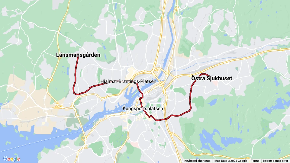 Gothenburg tram line 5: Östra Sjukhuset - Länsmansgården route map