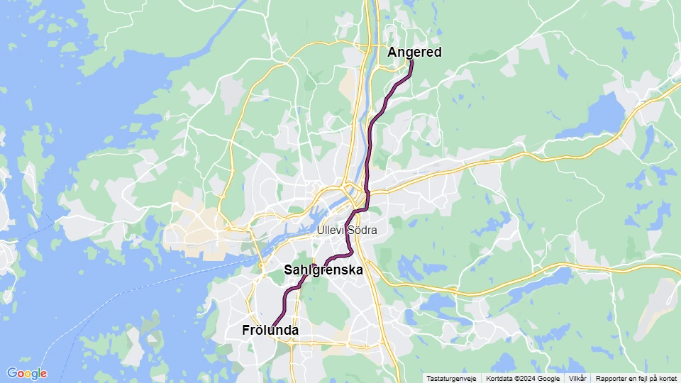 Gothenburg tram line 8: Angered - Frölunda route map