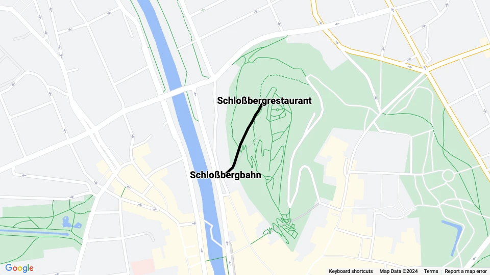 Graz Schloßbergbahn: Schloßbergbahn - Schloßbergrestaurant route map