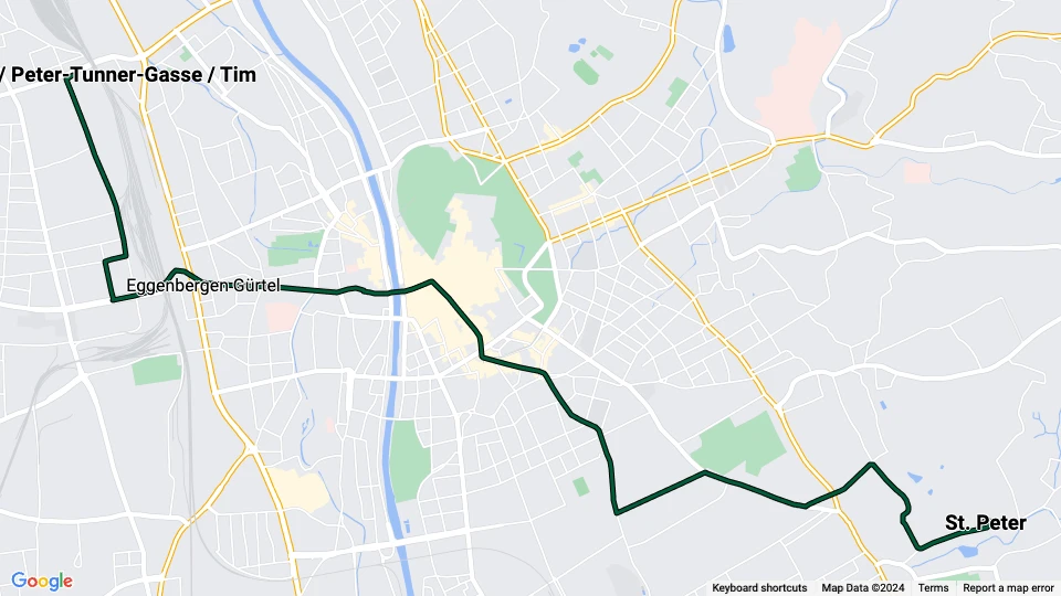 Graz tram line 6: Smart City /  Peter-Tunner-Gasse / Tim - St. Peter route map