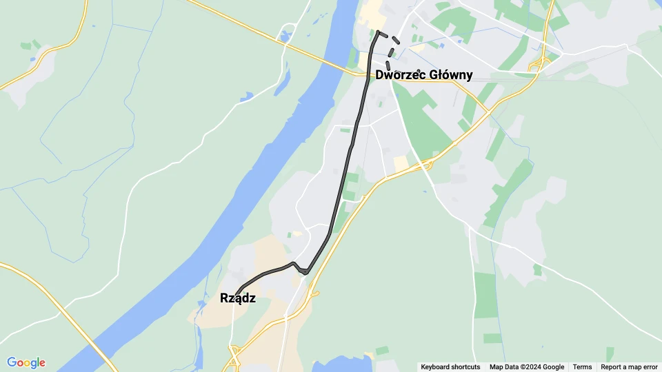 Grudziądz extra line 3: Rządz - Dworzec Główny route map