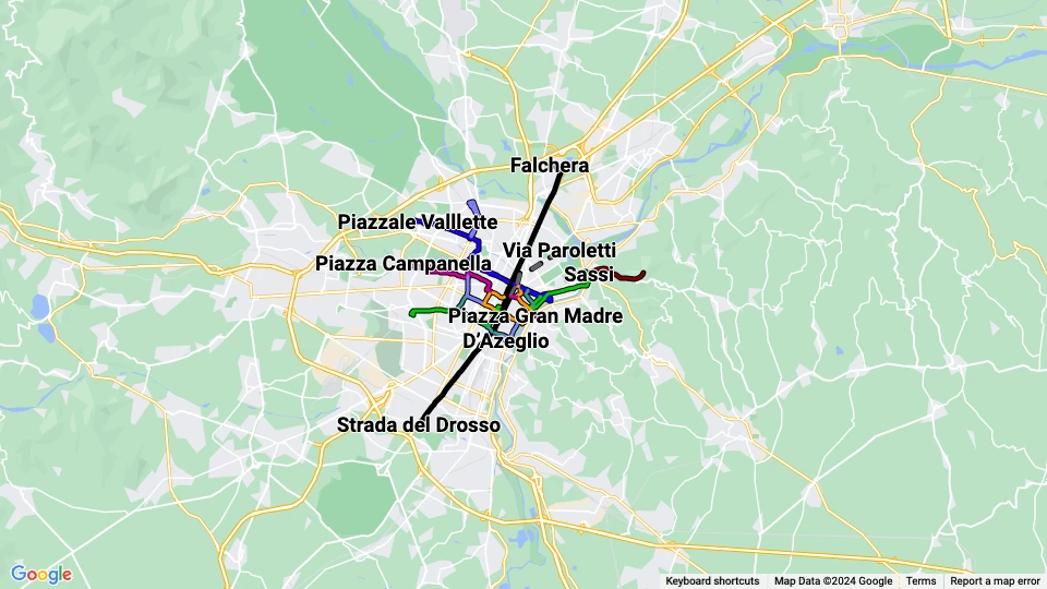 Gruppo Torinese Trasporti (GTT) route map