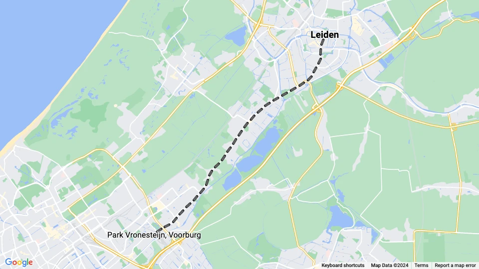 Haarlem regional line U: Park Vronesteijn, Voorburg - Leiden route map