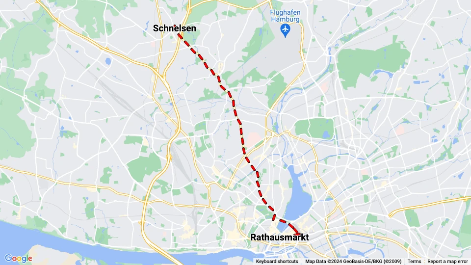 Hamburg tram line 2: Rathausmarkt - Schnelsen route map