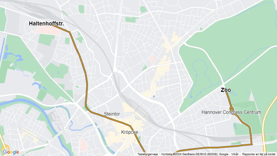 Hannover tram line 11: Haltenhoffstr. - Zoo route map