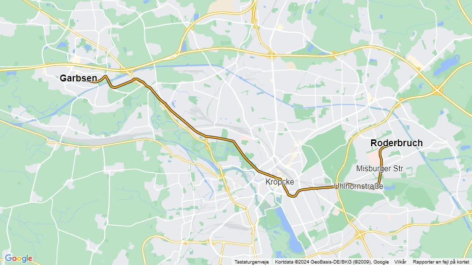 Hannover tram line 4: Garbsen - Roderbruch route map