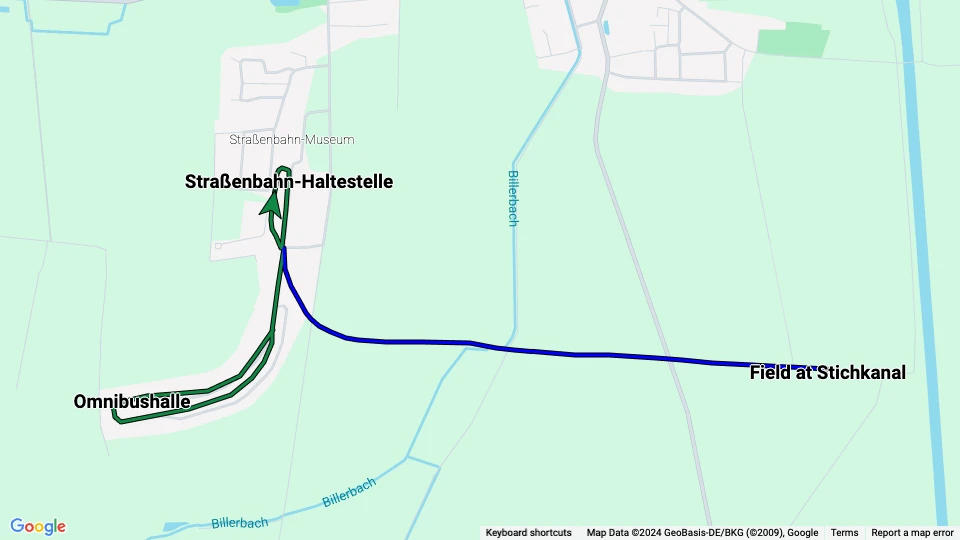 Hanover Tramway Museum (HSM) route map