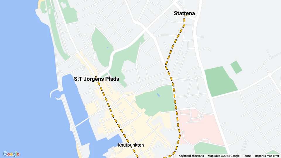Helsingborg tram line 5: Stattena - S:T Jörgens Plads route map