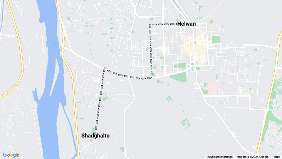 Helwan tram line 40: Helwan - Shadghalto route map