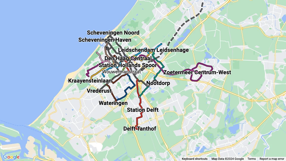 HTM Personenvervoer N.V. route map