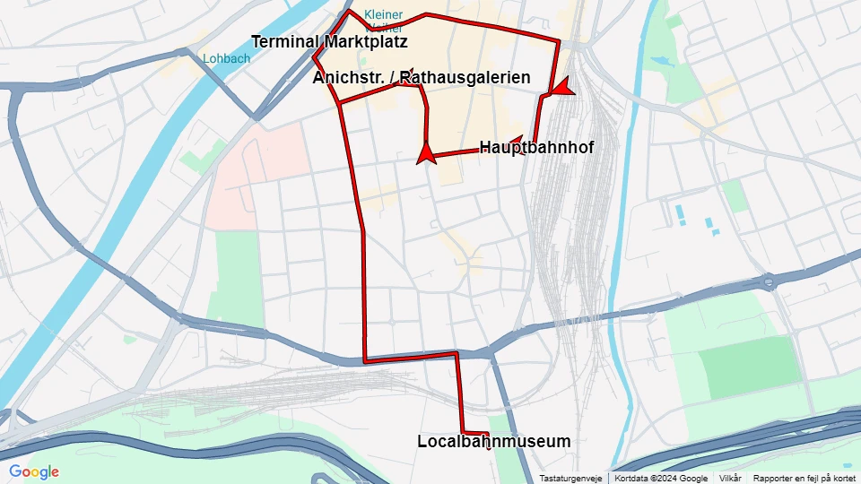 Innsbruck Museumszubringer: Localbahnmuseum - Hauptbahnhof route map