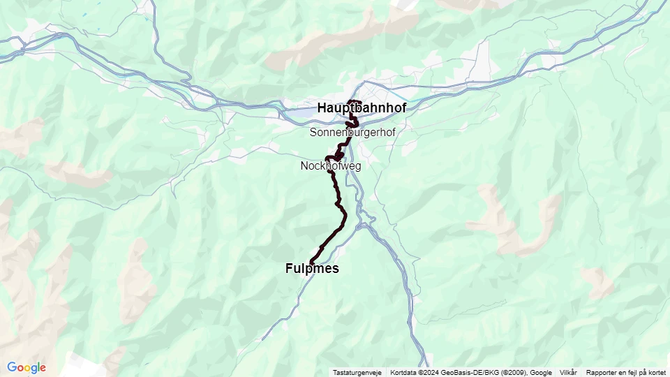 Innsbruck Stubaitalbahn (STB): Hauptbahnhof - Fulpmes route map