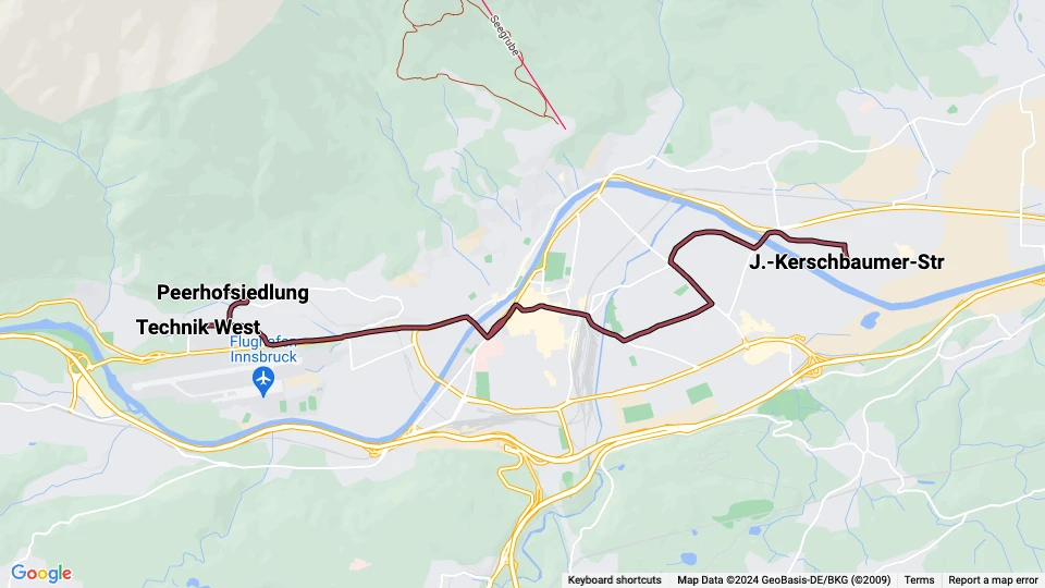 Innsbruck tram line 2: J.-Kerschbaumer-Str - Technik West route map