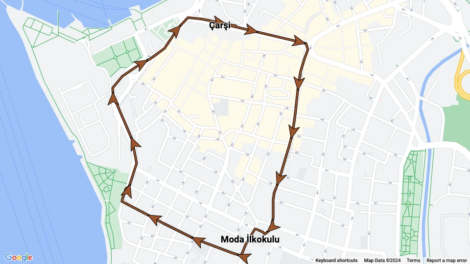 Istanbul Nostalgilinje T3: Moda İlkokulu - Çarşi route map