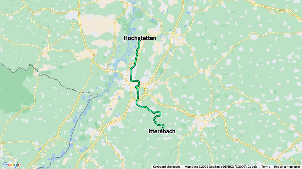Karlsruhe regional line S11: Hochstetten - Ittersbach route map