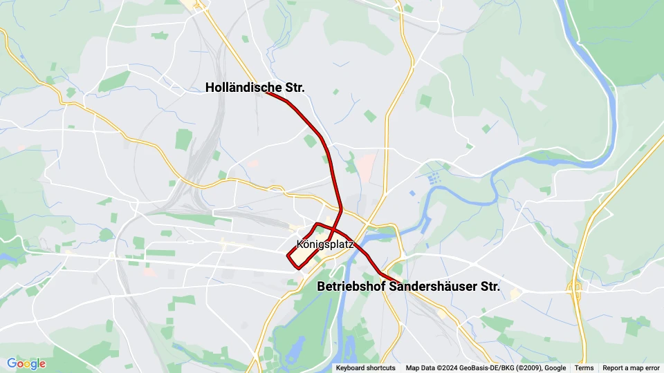 Kassel Oldtimer-Tram route map