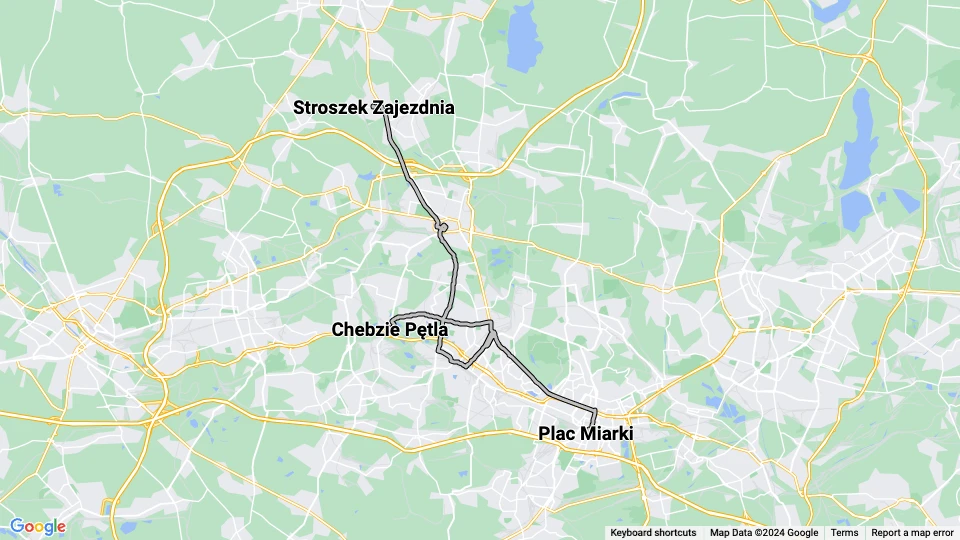 Katowice tram line T11 route map