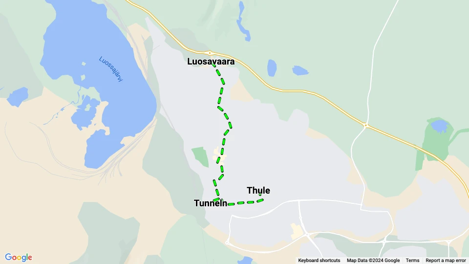 Kiruna tram line route map