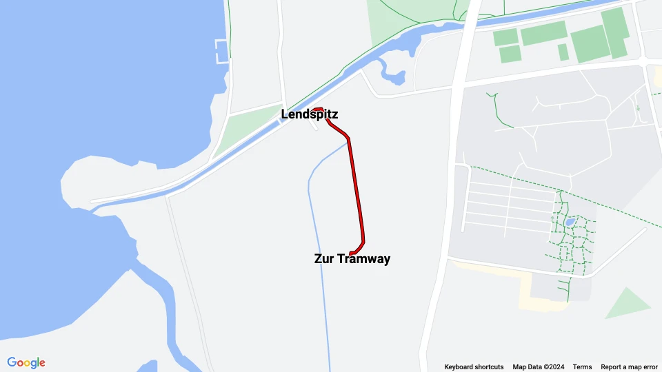 Klagenfurt Lendcanaltramway: Lendspitz - Zur Tramway route map