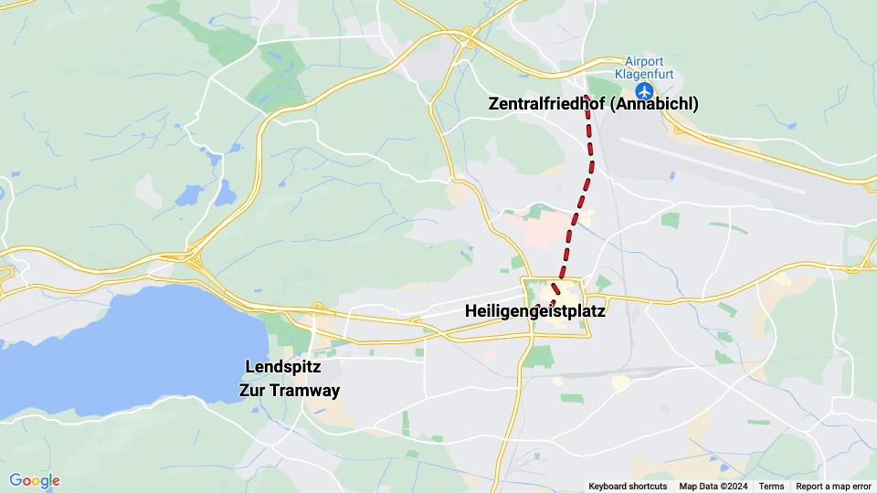 Klagenfurt Straßenbahn route map