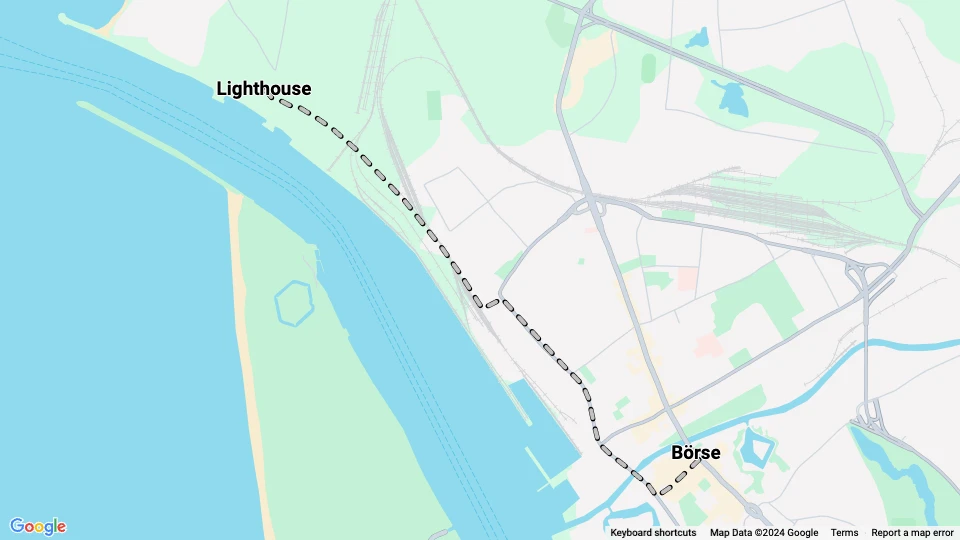 Klaipėda tram line 2: Börse - Lighthouse route map