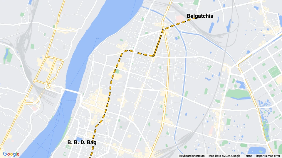Kolkata tram line 3: B. B. D. Bag - Belgatchia route map