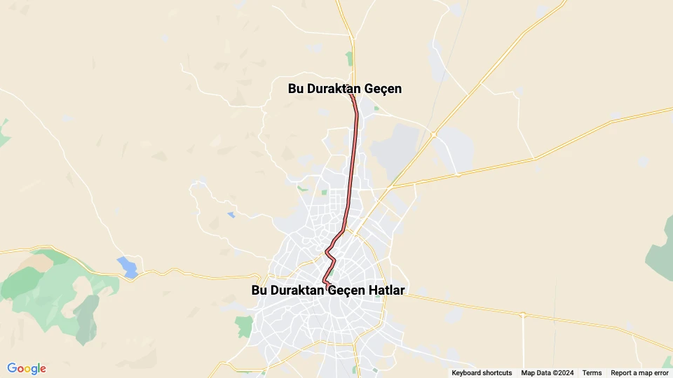 Konya tram line 1: Bu Duraktan Geçen - Bu Duraktan Geçen Hatlar route map